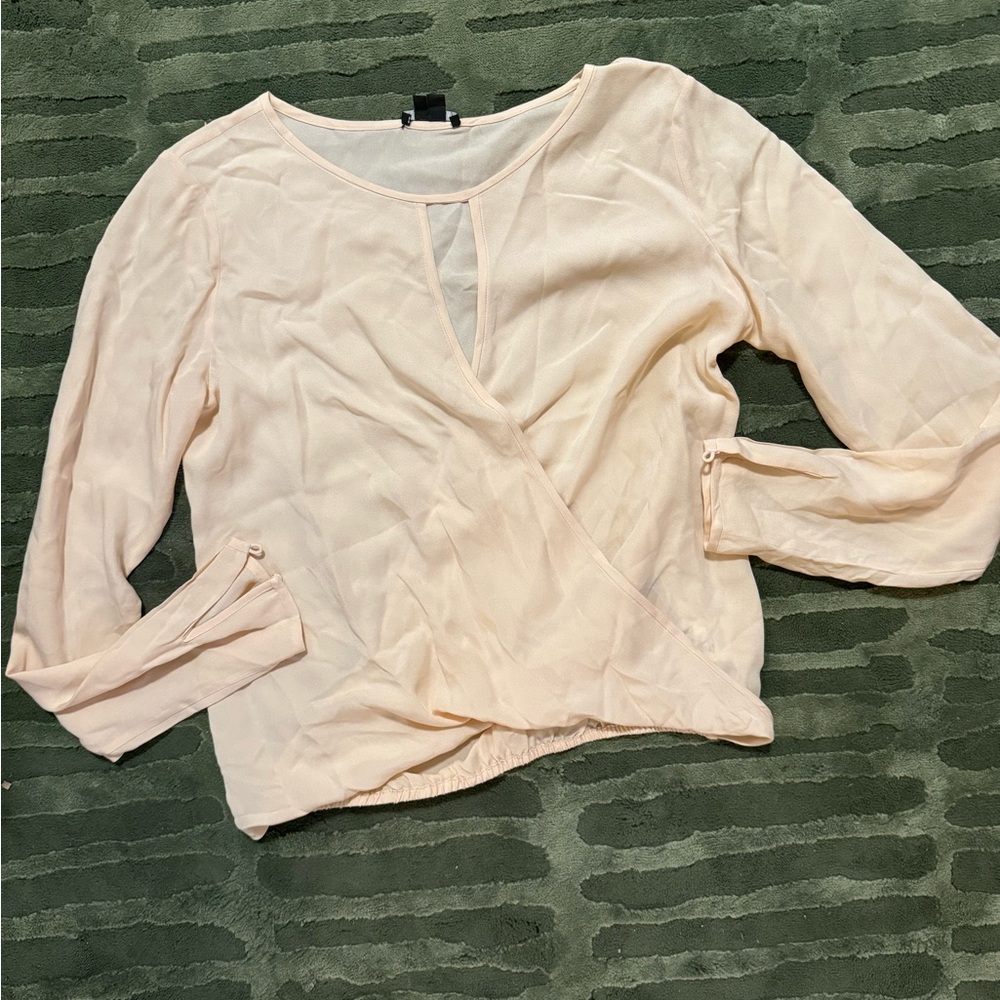 Theory Soft baby pink Wrap Blouse